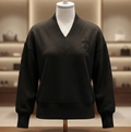Delta Sigma Theta Blouse with Embroidered Shield in Black