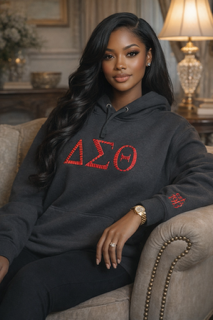 Delta Sigma Theta Red and Black Striped Hoodie