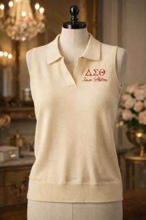 Personalized Delta Sigma Theta Sleeveless Blouse (Cream)