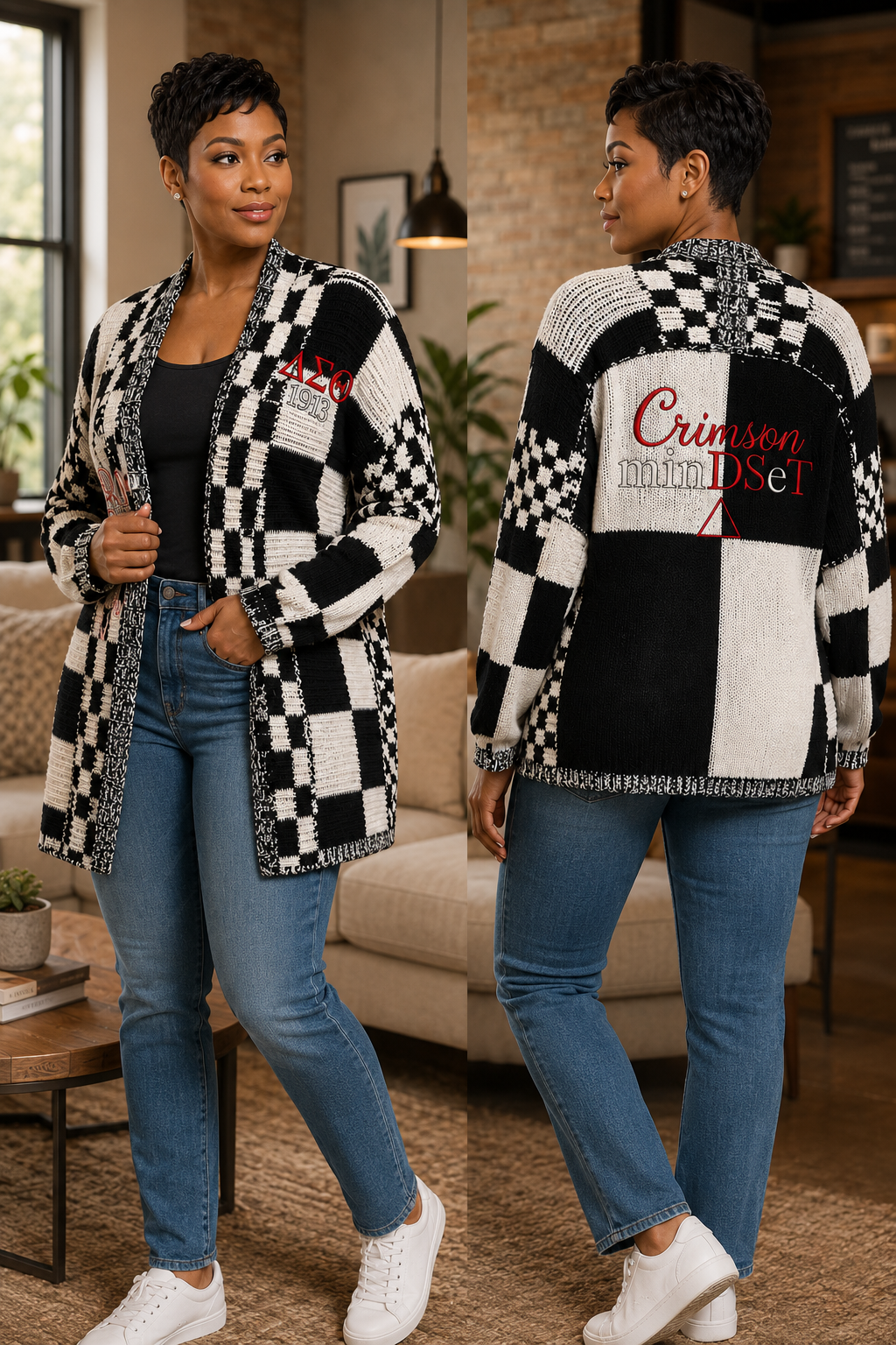 Crimson minDSeT Checkered Cardigan (non-customizable)