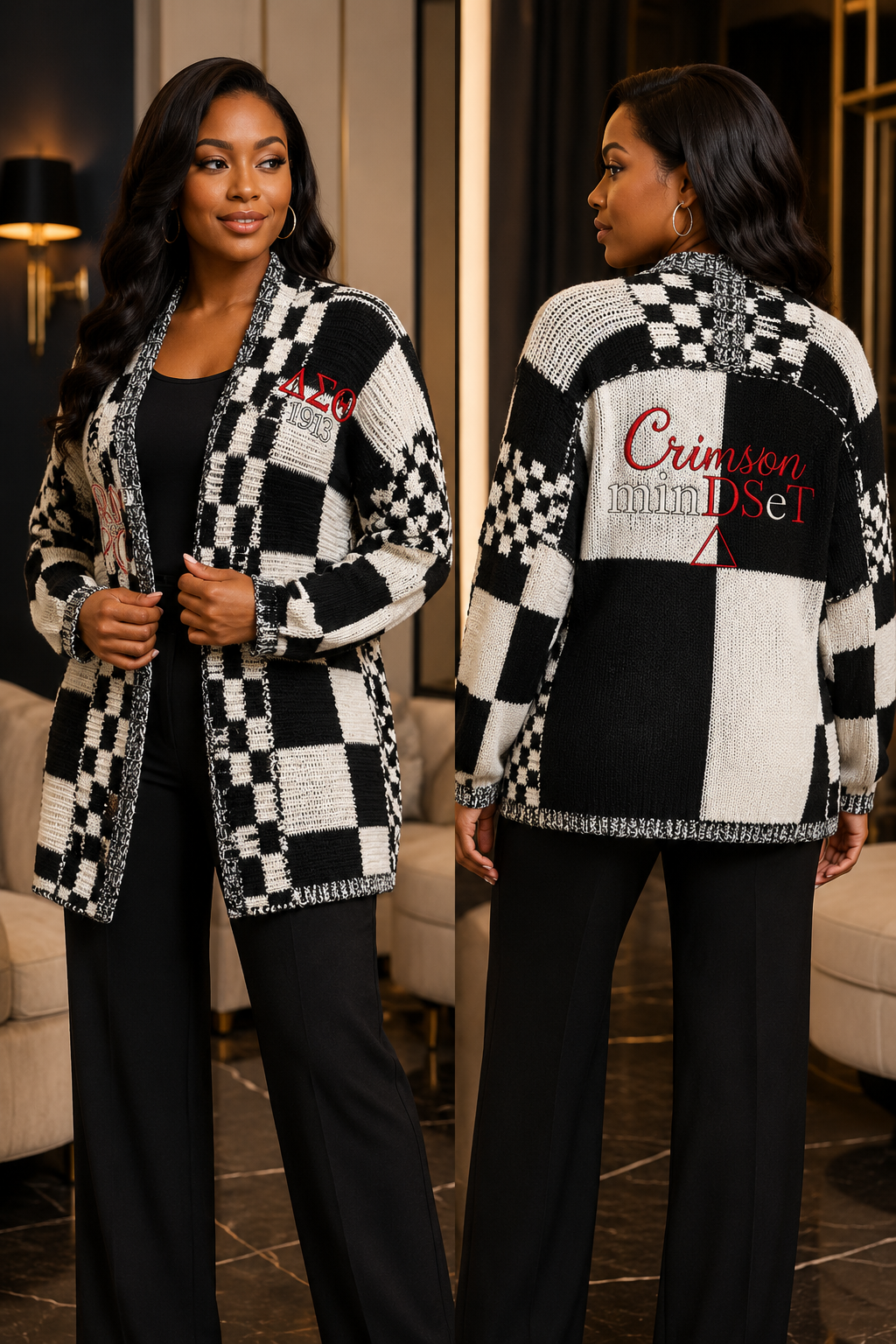 Crimson minDSeT Checkered Cardigan (non-customizable)