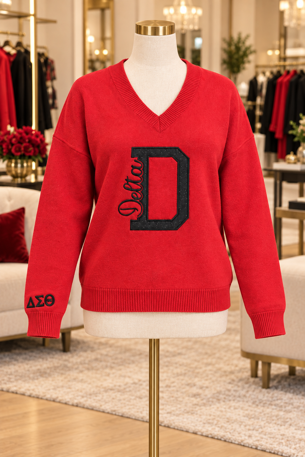 The Delta D-Luxe V-Neck Sweater (non-customizable)