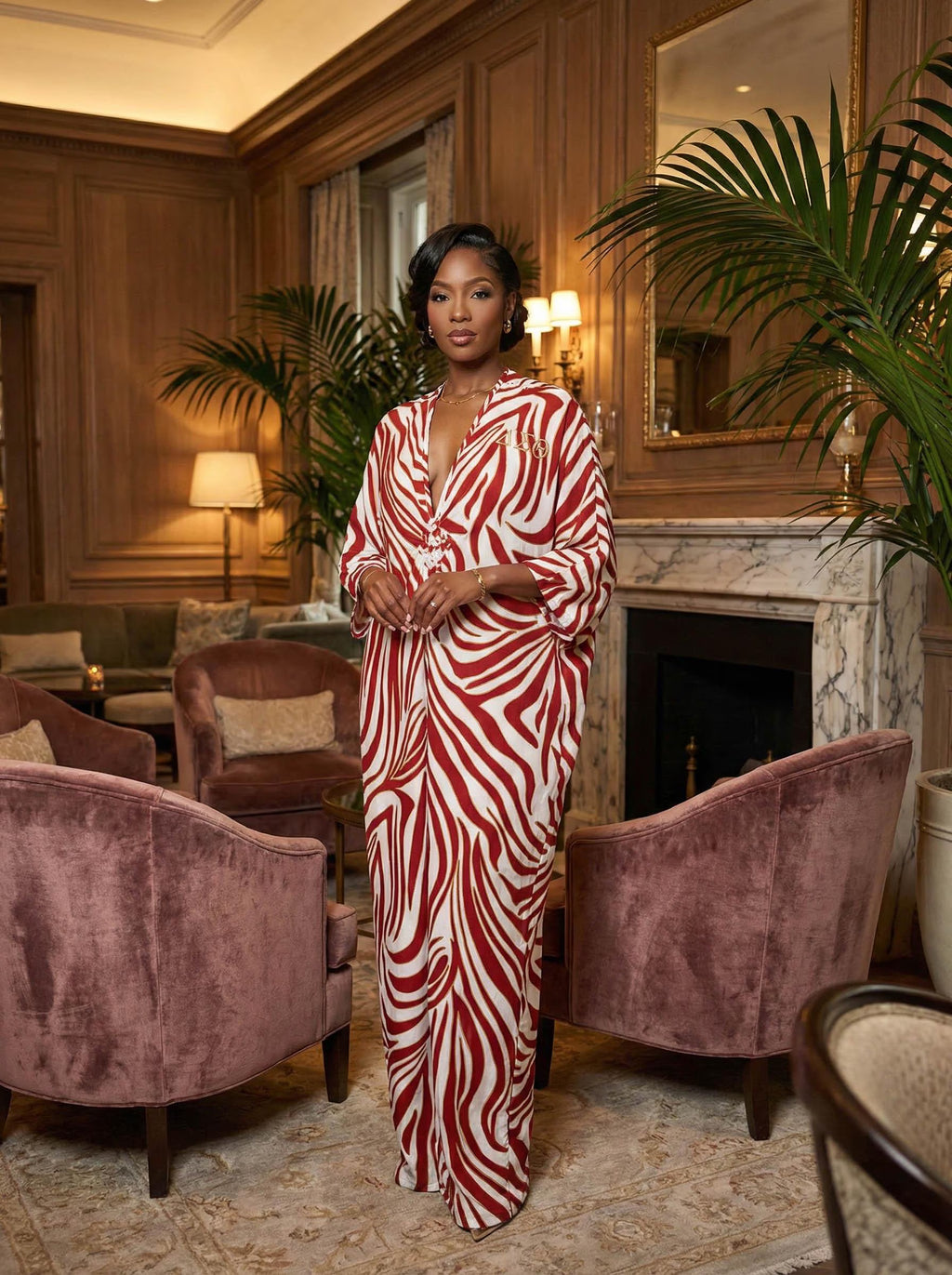 Delta Sigma Crimson and Cream Dreams Kaftan