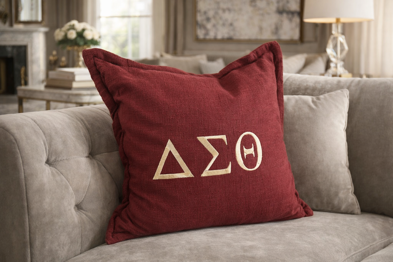 Crimson and Cream Dreams Throw Pillow