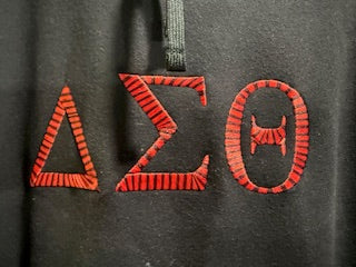 Delta Sigma Theta Red and Black Striped Hoodie