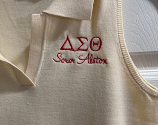 Personalized Delta Sigma Theta Sleeveless Blouse (Cream)